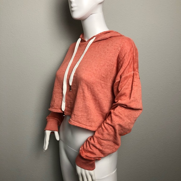 Cropped Hoodie Pullover Forever 21 Salmon Color - Picture 6 of 8